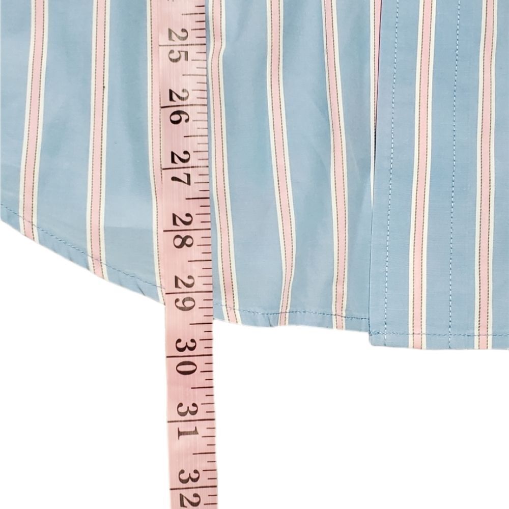 Mens Abercrombie & Finch Blue Pink Vertical Striped Muscle Fit Dressy Buttondown - Picture 8 of 8